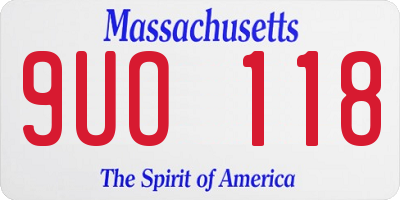 MA license plate 9UO118