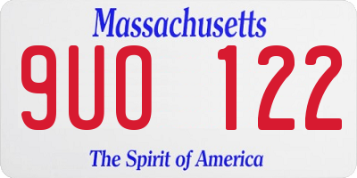 MA license plate 9UO122
