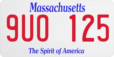 MA license plate 9UO125