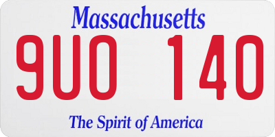 MA license plate 9UO140