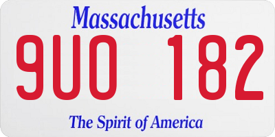 MA license plate 9UO182