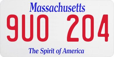 MA license plate 9UO204