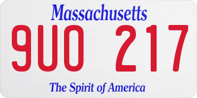 MA license plate 9UO217