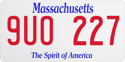 MA license plate 9UO227