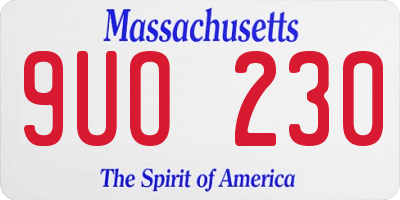 MA license plate 9UO230