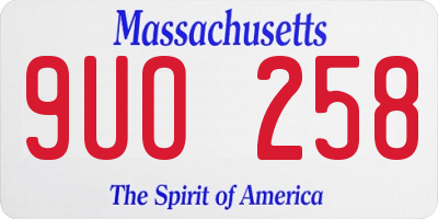 MA license plate 9UO258