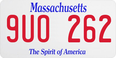 MA license plate 9UO262