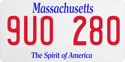 MA license plate 9UO280