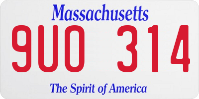 MA license plate 9UO314