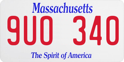 MA license plate 9UO340