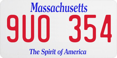MA license plate 9UO354
