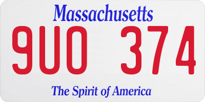 MA license plate 9UO374