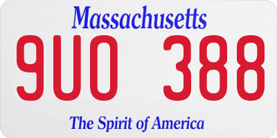 MA license plate 9UO388