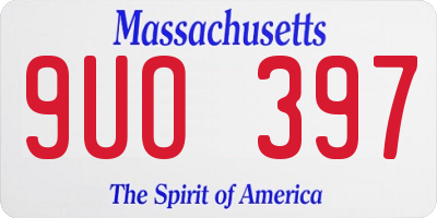 MA license plate 9UO397