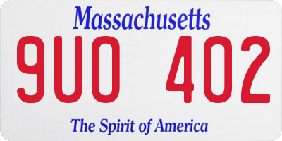 MA license plate 9UO402