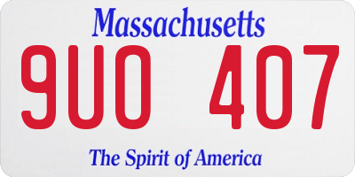 MA license plate 9UO407