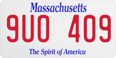 MA license plate 9UO409