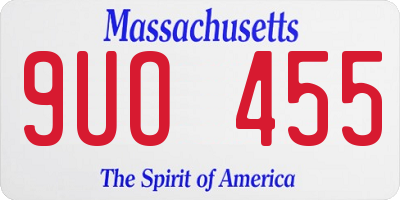 MA license plate 9UO455