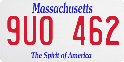 MA license plate 9UO462