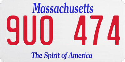 MA license plate 9UO474