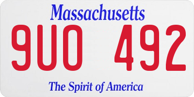 MA license plate 9UO492