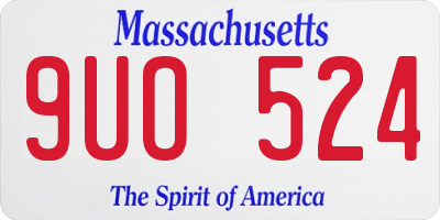 MA license plate 9UO524