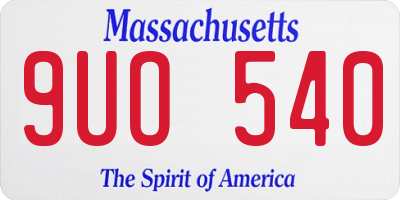 MA license plate 9UO540