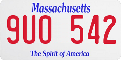 MA license plate 9UO542