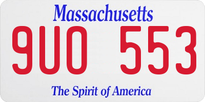 MA license plate 9UO553
