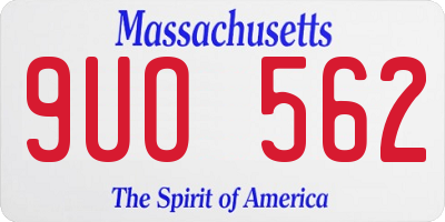 MA license plate 9UO562