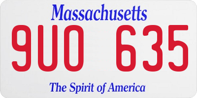 MA license plate 9UO635