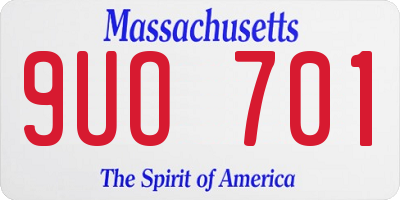 MA license plate 9UO701