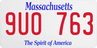 MA license plate 9UO763