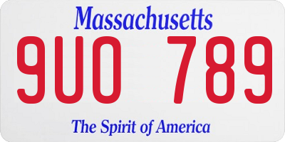 MA license plate 9UO789