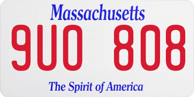 MA license plate 9UO808