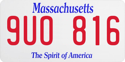 MA license plate 9UO816
