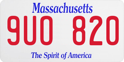 MA license plate 9UO820