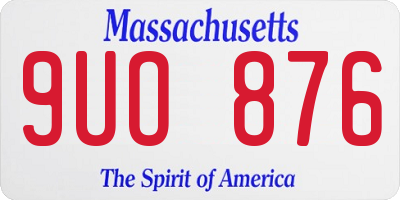 MA license plate 9UO876