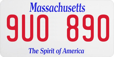MA license plate 9UO890