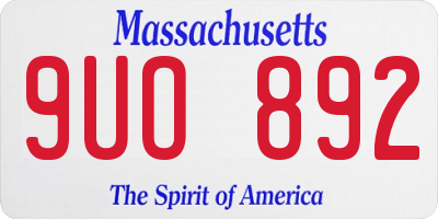 MA license plate 9UO892