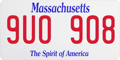 MA license plate 9UO908