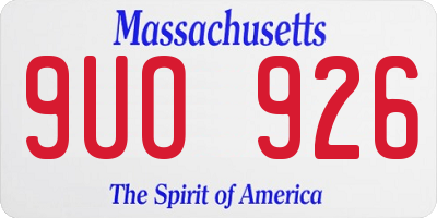 MA license plate 9UO926