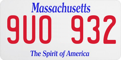 MA license plate 9UO932