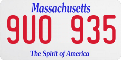 MA license plate 9UO935