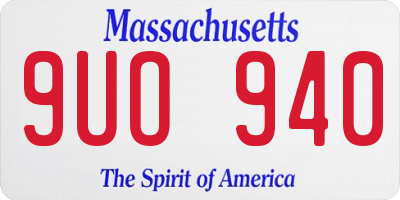 MA license plate 9UO940