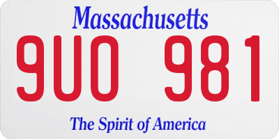 MA license plate 9UO981