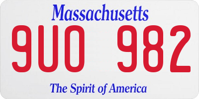 MA license plate 9UO982
