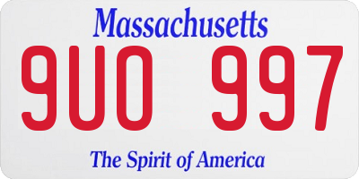 MA license plate 9UO997