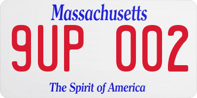 MA license plate 9UP002