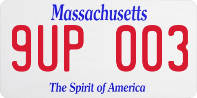 MA license plate 9UP003